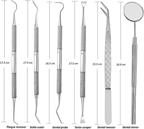 Oral Care Kit for Personal Use 6Pcs Set with Mirror, Tweezers, and Interdental Picks for Food Debris Removal - Home & Travel Use — view 3