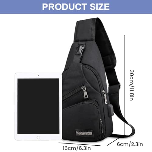 Aucuu Sling Bag Crossbody Backpack, Men's Chest Bag, Sling Backpack, Shoulder Cross Body Bags with USB Port, Hiking Casual Daypack for Women Men Cycling Camping Travel — view 2