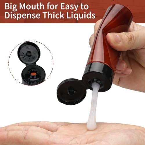 Decorniqu Travel Bottles for Toiletries 5 Pack 100ml Pre-Printed Wide Mouth Travel Size Toiletries Leak Proof Travel Shampoo Bottles TSA Approved Squeeze Bottles for Lotion Toothpaste Cream(Brown) — view 6