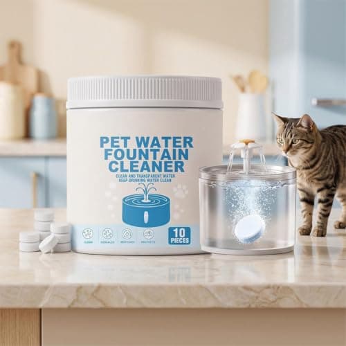 Pet Water Fountain Cleaner Tablets 10 Count Effervescent Tabs Remove Limescale Mineral Buildup Safe for Stainless Steel Plastic Cat Dog Drinking Water Dispenser — view 3