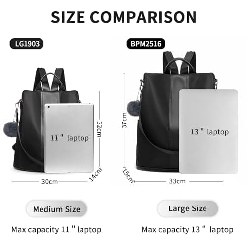 Miss Lulu Large Backpack Womens, Anti-Theft Lightweight PU Rucksack Bags for Ladies, Water Resistant Convertible Shoulder Bag for Work Travel School — view 3
