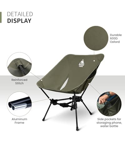 OneTigris Tigerblade Camping Chair, Lightweight Folding Backpacking Hiking, Compact Portable 330 lbs Capacity — view 4