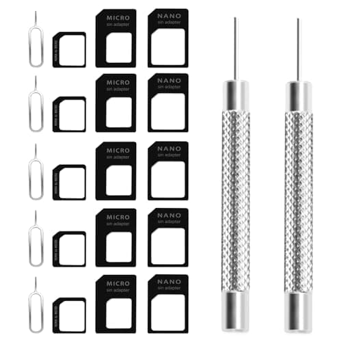 ZELHYEUU 3 in 1 Nano SIM Card Adapter, 5 Pcs Nano to Micro Sim Adapter Set, Sim Ejector PinCard Adapter, For Mobile