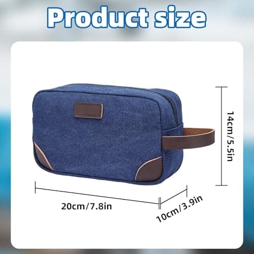 Toiletry Bag Men, Wash Bags for Men with Zipper Large Capacity Travel Bag, Portable Canvas Shaving Bag, Toiletry Bags Coin Purse Key Makeup Bag Storage Bag for Travel Gym Bathroom (Blue) — view 2