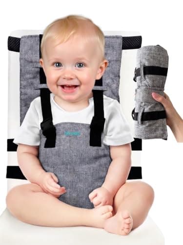 Travel Highchair Lightweight and Foldable, Booster Seat dining chair with Adjustable 3-Point Safety Harness, Compact Portable High Chair, Toddler Baby Seat for Travel, Restaurants, Camping, 6–36Months