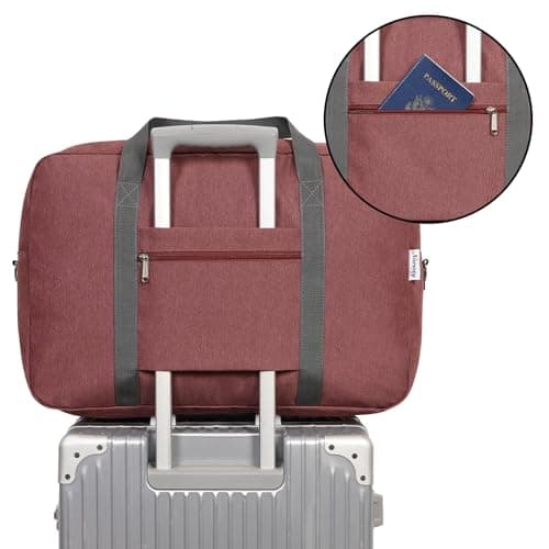 Large Cabin Bag 56x45x25, Weekend Overnight Bag for Women, Holdall Hospital Bag for Women, Travel Duffel Bag Carry on Luggage for Men 40L (Jujube Red) — view 6