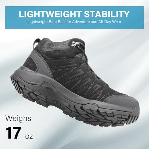 OUTJET Men's Waterproof Walking & Hiking Boots Lightweight, Black — view 4