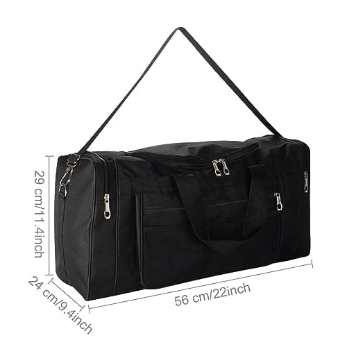Holdfiturn Sports Duffle Bag Sports Gym Bag for Women Men Waterproof Large 40L Collapsible Training Sports with Shoulder Strap Holdall Overnight Weekend Travel Bag for Gym Travel Swimming Black — view 2
