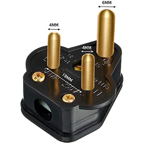 10 Pack 5 Amp Round Pin Plugs 3 Pin 5A Plug Round Pin Plugs Adaptor Household Lamp Plug Lighting Plugs for Home Lights, Lamp(Black) — view 3
