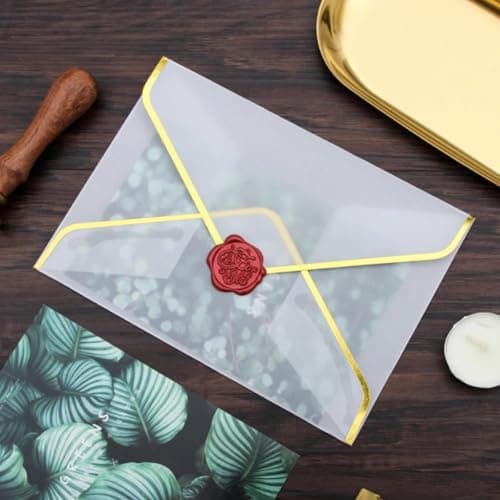 Envelopes for Gift Cards,10Pcs 17.5x12.5cm Transparent Envelope Hot Stamping Printing Paper Letter Wedding Invitation Gift Packing Envelope Silver — view 3