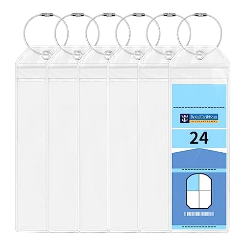 Cruise Luggage Tag Holder, 6 Pcs Luggage Tags for Suitcases, Waterproof Suitcase Tags with Stainless Steel Wire, Clear Durable Travel Tags for Luggage (6, 6.5 x 20cm)