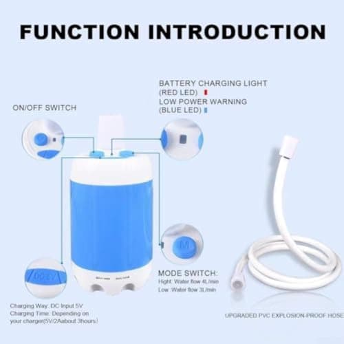 Vasiumic Rechargeable Portable Camping Shower Pump, Cordless Outdoor Shower Head Set, Compact Pump Camping, Hiking, Travel, Car & Pet Washing — view 4