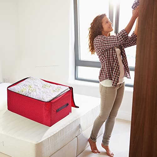 Rainberg 110L Large Storage Bag, Fabric Clothes Bag, Thick Large Size Under Bed Storage, duvet storage bag, Moisture proof. (Red) — view 6