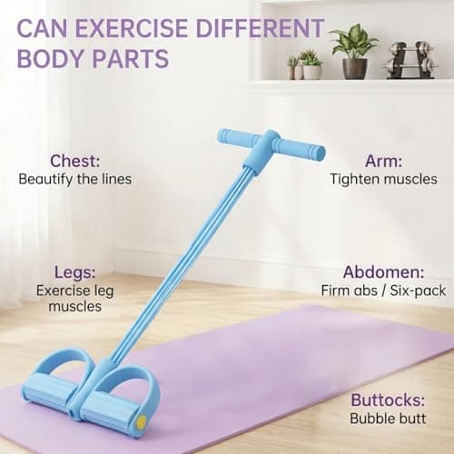 Pedal Resistance Bands with Handle, Multifunctional Pedal Resistance Band for Home Fitness and Travel Workouts, Blue Foot Pedal Resistance Band with Six Tubes — view 5