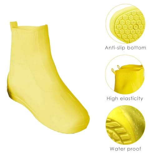 Adorila Kids Waterproof Silicone Shoe Covers, Reusable Non-Slip, Yellow, S — view 3