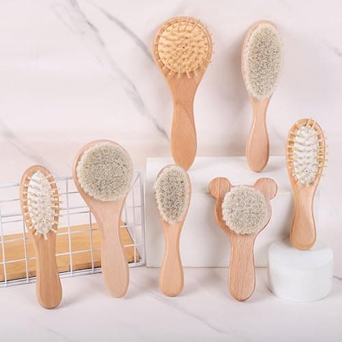 Portable Infant Comb Brush Set for Travel Soft Wool Bristles Gentle on Scalp Includes Comb & Bath Brush Safe Easy Carry Newborns — view 4