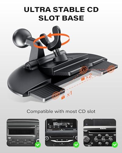 APPS2Car CD Slot Mount for CarPlay Screen, 360° Rotation Tool-Free Installation CarPlay CD Mount Compatible with 7-11 Inch Portable Car Play Screens & GPS Navigation — view 6