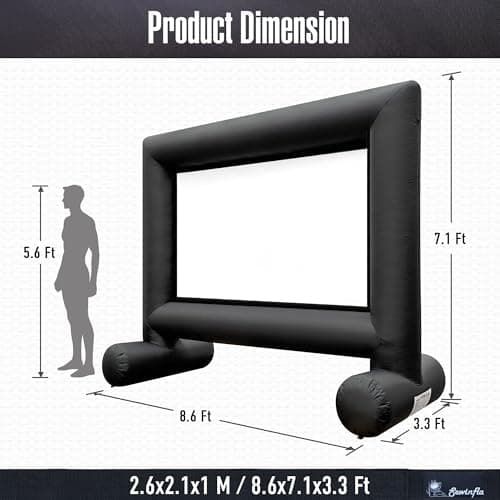 Sewinfla 12Ft Outdoor Inflatable Movie Projector Screen with Built-in Fan Supports Front and Rear Projection, Blow Up Movie Screen for Party, Easy to Set Up — view 2