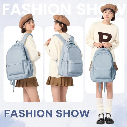 WEPLAN School Backpack School Bag for Teenage Girls Boys College Rucksack Lightweight Schoolbag Casual Backpack Dayback Women Bookbag College Waterproof 14 Inch Laptop Backpacks,A3-Blue — view 2
