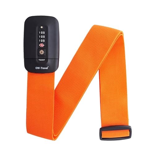 OW-Travel Lockable Luggage Straps for Suitcases with TSA Lock, Orange