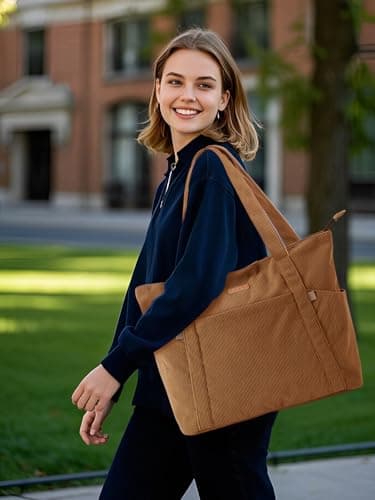 Lekespring Laptop Tote Bag for Women - Large Capacity Shoulder Bag with Zip and Pocket for College School Work Travel Shopping(Orange) — view 2