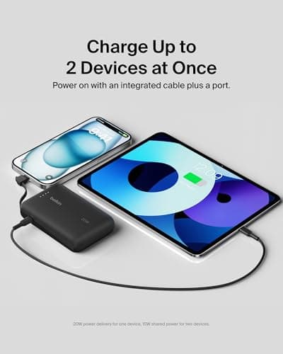 Belkin BoostCharge 10000mAh Power Bank with Integrated USB-C Cable - Black — view 3