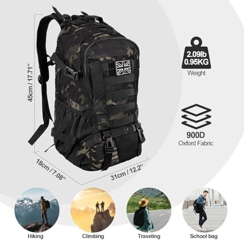 Jueachy Military Tactical Backpack 30L Water Resistant Rucksack for Men — view 2