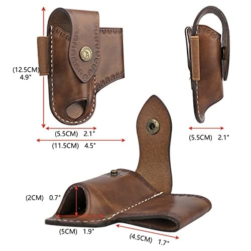 TOURBON Multitool Leather Sheath EDC Pocket Organizer Belt Pouch for Flashlight Pen Knife Holster — view 3