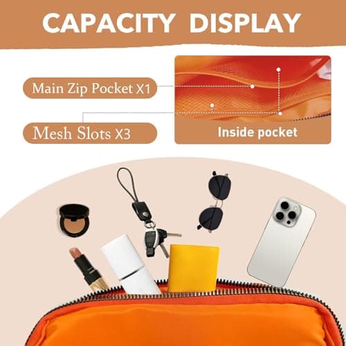 Uwiyo Bumbags for Ladies Belt Bag for Women Men Small Crossbody Bags for Women Fashion Fanny Pack Waist Bag with Adjustable Strap for Travel Outdoors Running Hiking (Orange) — view 5