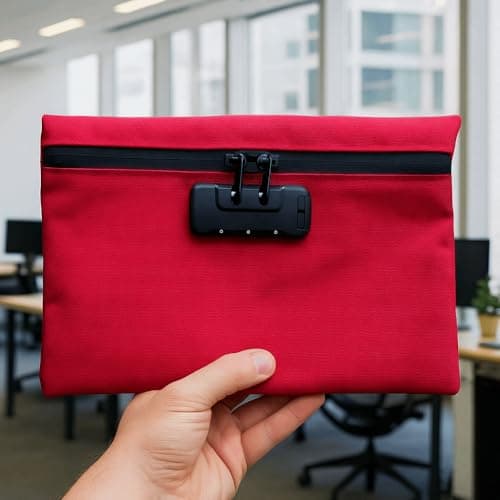 Money Bag with Lock, Security Smell Proof Bag, Lockable Cash Bag with Zipper, Smell Proof Pouch for Travel(Red) — view 6