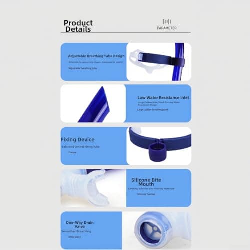 Front Mounted Swimming Snorkel For Adults And Kids, Adjustable Silicone Breathing Tube For Freestyle Technique, Pool In Blue(Blue) — view 2