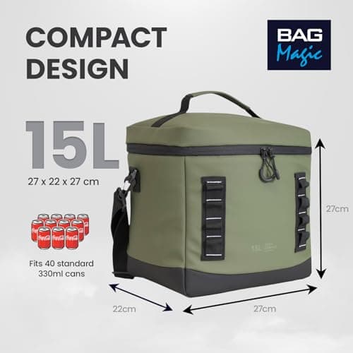Bordlite 15L Insulated Cooler Bag Khaki – Leakproof Large Lunch Bag with Waterproof Lining, Thermal Insulation, Adjustable Shoulder Strap, Picnic Travel Cooler for Food & Drinks — view 5