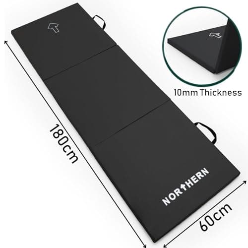 NORTHERN Yoga Mat Exercise Fitness, Tri-Fold Foam Mat, Extra Thick Non-Slip Large Padded Stretching Home Gym Equipment Accessory, 3-Folding Multi-Purpose Workout Mat with Carrying Handle — view 4
