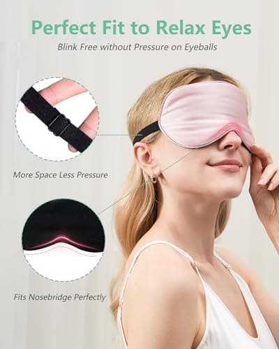 BeeVines 100% Mulberry Silk Sleep Mask, Light Blocking Eye Masks (2 Packs) — view 3