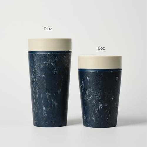 Circular&Co 12oz / 340ml Reusable Coffee Cup – Made from Recycled Fabric Waste – Leakproof, Lockable Travel Mug, BPA Free – Ecru – Made in the UK — view 4