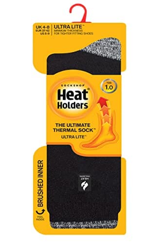 HEAT HOLDERS SOCKSHOP Ladies 1.0 TOG Ultralite Striped, Argyle & Patterned Socks Pack of 1 Oia Heel & Toe Black/White 4-8 — view 3