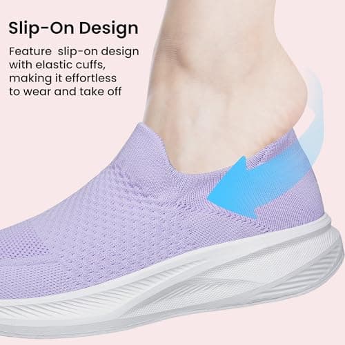 Raoendis Women Slip On Trainers Workout Shoes Ladies Slip On Sneakers, Comfortable Breathable Lightweight Mesh Running Shoes Fashion Casual Purple Size 6 — view 4