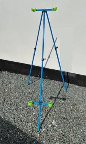 Sea Fishing Tripod – 5ft Adjustable Aluminium Beach Rest – Lightweight, Folding– Glow-in-the-Dark Cups & Heads –