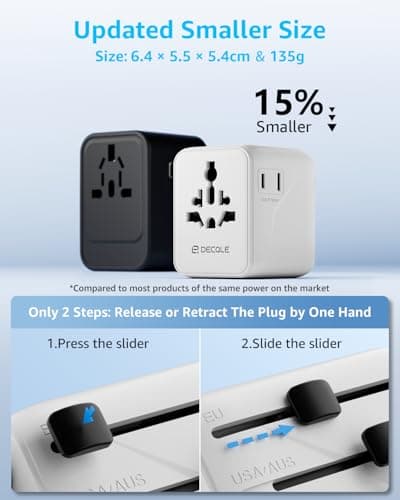 decqle “Pro” Universal Travel Adapter for International Travel -EU UK US AU — view 4