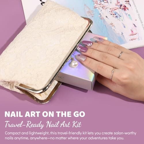 Aokitec Dip Powder Nail Kit, Deep Aubergine Cream & Mauve Shimmer Nail Powder with Dip Liquid for Nail Art, Dipping Acrylic Nail Kit for Holiday Travel, Nail Set Gift for Women & Girls — view 6
