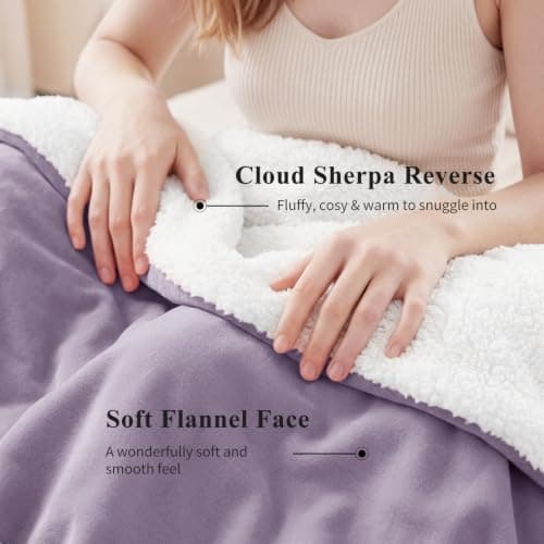 Aisbo Sherpa Fleece Throw Blanket Lavender - Fluffy Thick Warm Blanket for Sofa Couch Throw Single Size, Solid Microfiber Bed Blanket Soft Throws for Travel, 130x150cm — view 6