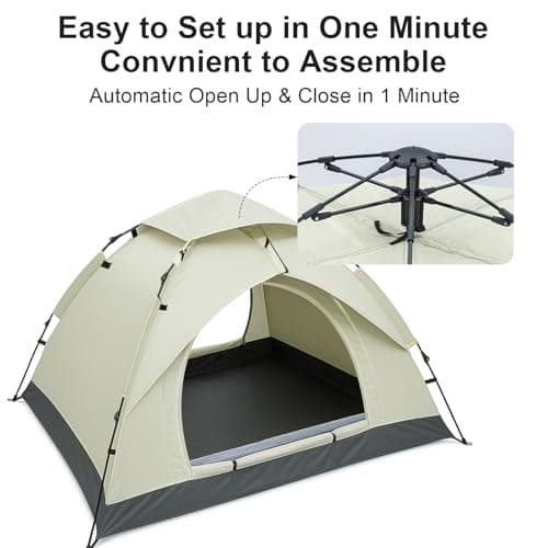 BREEZENEST 2-3 Person Instant Pop-Up Dome Tent – Waterproof & UV Protection Camping Tent for Hiking, Outdoor, Backpacking, Includes Carry Bag (White) — view 3