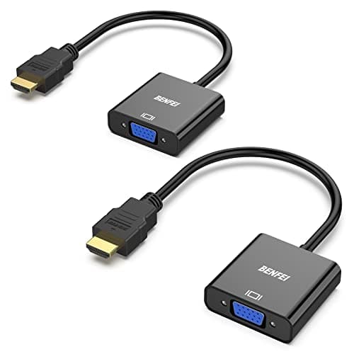 BENFEI HDMI to VGA 2 Pack, Gold-Plated HDMI to VGA Adapter (Male to Female) for Computer, Desktop, Laptop, PC, Monitor, Projector, HDTV, Chromebook, Raspberry Pi, Roku, Xbox and More - Black