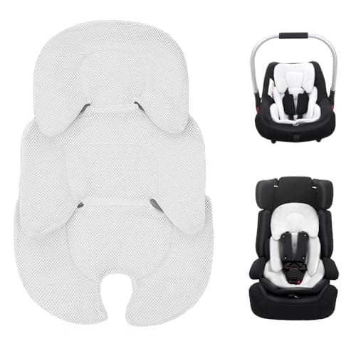 AVCXEC Universal Pushchair Reducer, Universal Pushchair Seat Reducer, Seat Reducer, Comfortable and Breathable, for Body and Head Support (White)
