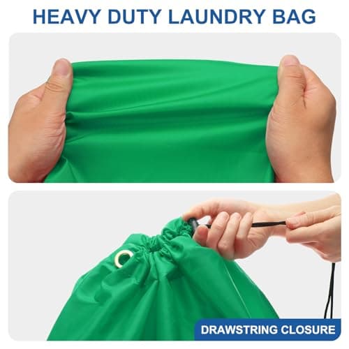 sourcing map Laundry Bag with Drawstring Closure 27"x22" Green — view 3