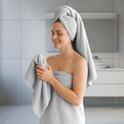 REDKISS Super Soft Luxurious Towel Set-Highly Absorbent-2 Bath Towels 2 Hand Towels 2 Washcloths-Microfiber Coral Velvet Quicker to Dry Towel for Fitness, Bathroom, Sports, Yoga, Travel(Grey，6Pack — view 2