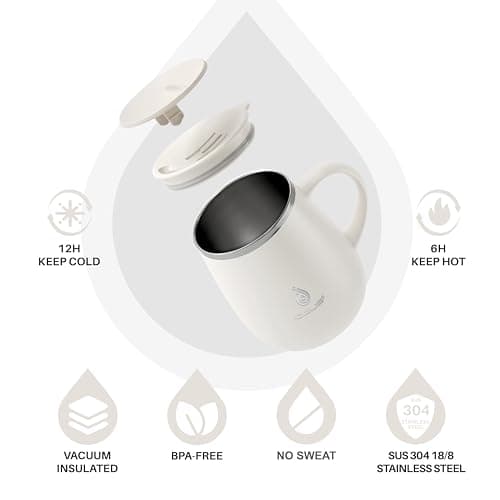 Ideus 460ml Insulated Coffee Mug with Lid and Handle (White 2.0) — view 2