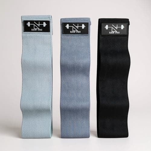 DanRaw Pro Fabric Booty Bands Set of 3 Resistance Bands with Fabric Carry Bag, Light/Medium/Heavy Levels – Non-Slip Glute & Leg Workout Bands for Women & Men. Black Grey and Light Grey — view 5