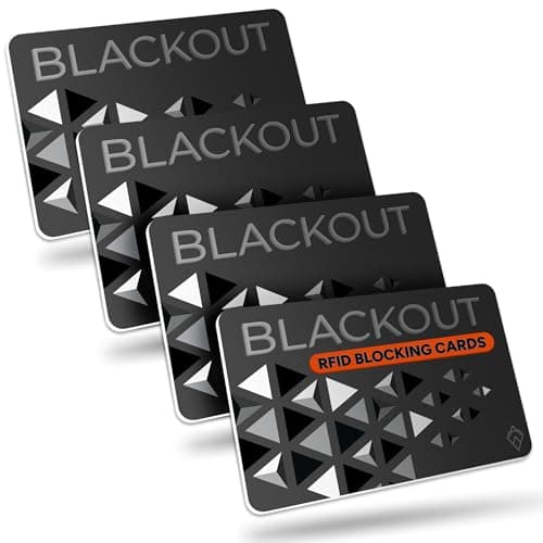 AKIELO Blackout RFID Blocking Card (4 Pack) – Ultra Thin Anti Theft Credit Card Protector – Ultimate Bank Card Blocker for Contactless Cards and Wallet Protection (Black Edition - 4 Pack)
