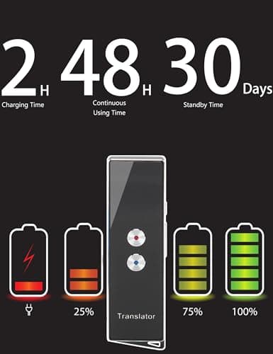 Voice Translator 144 Languages ​​Translation, Two Way Translation, Smart Voice Translator 99% Accuracy Rate Mobile Connection Synchronized Text Display for Translation (Black) — view 5